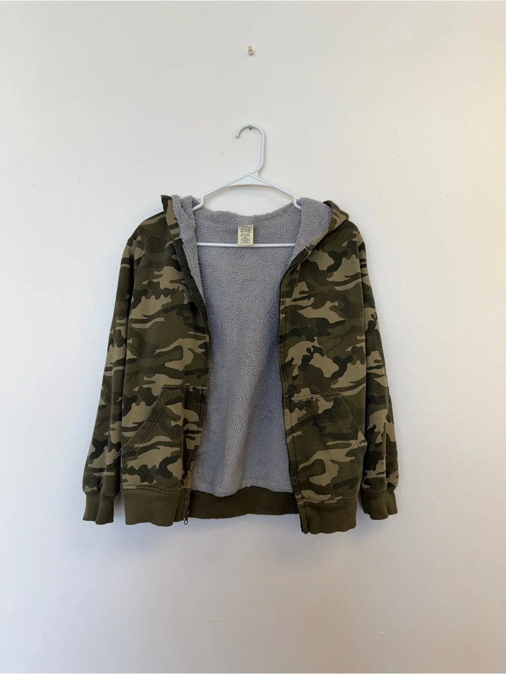 Faded Glory Olive Camo Sherpa-Lined Hoodie Jacket